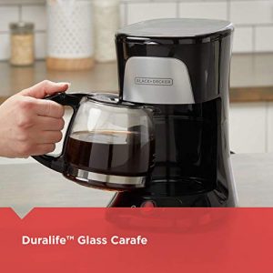 BLACK+DECKER 5-Cup Coffeemaker with Duralife Glass Carafe, Black, CM0555B