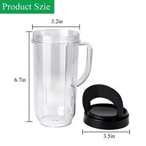 22oz Magic Bullet Blender Cups Replacement with Flip Top To-Go Lid and Handle - Compatible with 250w Magic Bullet Mb 1001 Mb 1001b Mbr-1701 Mbr-1702 Mbr-1101 Blender Juicer Mixer Mug - 2 Pack
