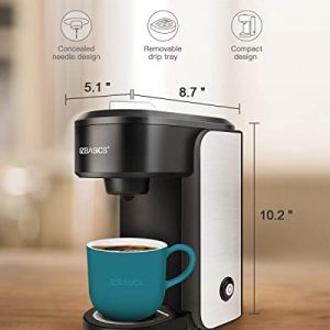 EZBASICS Single Serve Coffee Maker Brewer, Coffee Machines for K-Cup & Ground Coffee, Fast Brewing, Black