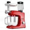 COSTWAY 3-in-1 Stand Mixer, 800W 6-Speed Tilt-Head Food Mixer, 7 QT Upgraded Mixer w/ Whisk, Dough Hook, 2 Beaters and 304 Stainless Steel Bowl, Meat Grinder, Juice Blender, Sausage Stuffer, Red