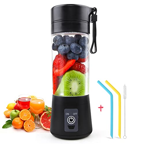 Portable Personal Mini Smoothie Blender: USB Rechargeable Shake Smoothies Mixer Single Small Size Fruit Juice Blender Battery Operated Individual Juicer Cup for Travel Camping & Outdoor
