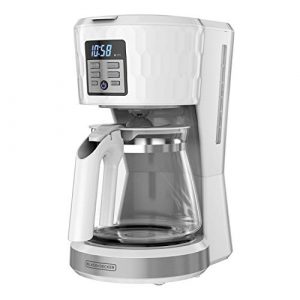 BLACK+DECKER Honeycomb Collection 12-Cup Programmable Coffeemaker, with Premium Textured Finish, CM1251W-1, White