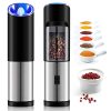 Gravity Salt And Pepper Grinder Set, Spice Grinder, Electric Pepper Grinder, Adjustable Thickness, Battery Powered, With Led Light, Suitable For Home, Kitchen And Outdoor Barbecue (2-Piece Set)