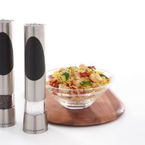 COLE & MASON Richmond Electric Salt and Pepper Grinder Set - Stainless Steel Electronic Mills Include Gift Box and Gourmet Precision Mechanisms