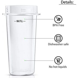 Universal 16 OZ Blender Flip Top to-go Seal Cup Lid Replacement Cups Part Accessories Compatible with Nutri Ninja BL740 BL770 BL771 BL773CO BL810 BL820 BL830 (16 OZ)