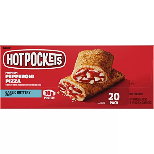 Gourmet Kitchn Hot Pockets Premium Pepperoni Pizza in a Seasoned Garlic Buttery Crust 3 Boxes 17 Count Each 51 Total Frozen Sandwiches Quick Snack Good Source of Protein, 12 Count (Pack of 3)
