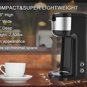 Single Serve Coffee Maker Brewer for K-Cup Pod & Ground Coffee, Single Cup Thermal Drip Instant Coffee Machine with Self Cleaning Function, Brew Strength Control