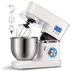 HAUSWIRT Stand Mixer, 5.3 QT Tilt-Head Kitchen Electric Dough Mixers, 8-Speed with LCD Display Timer, Dishwasher-Safe Stainless-Steel Bowl, Hook, Beater & Whisk, 1000W, White