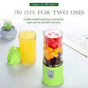 Toycol Personal Portable Blender Travel Fruit Juicer Cup with 2Pcs Cups Mini Blenders Bottle for Shakes and Smoothies USB Rechargeable PBA Free 6 Blades Ice Fruit Mixer Gift Pakage 10.8OZ,320ml (Green)