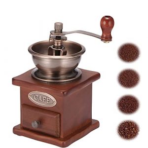 Peahog Manual Coffee Grinder, Vintage Style Wooden Hand Grinder with 3 models Adjustable Settings,Classic French Press Coffee Mill Hand Crank Coffee Grinders