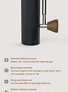 TIMEMORE NANO Manual Coffee Grinder CNC cutting stainless steel burrs Adjustable Setting Dual bearing central axis positioning Portable folding grinder(Black)