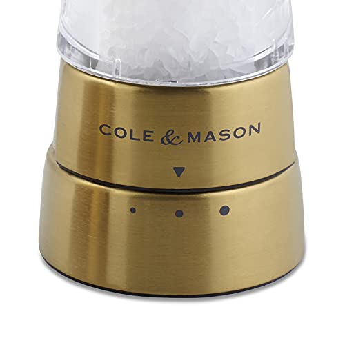 Cole & Mason H332017 Derwent Gold Salt and Pepper Mills | Gourmet Precision+ | Stainless Steel/Acrylic | 190mm | Gift Set | Includes 2 x Salt and Pepper Grinders | Lifetime Mechanism Guarantee