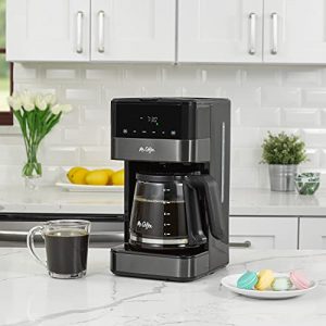 Mr Coffee 12 cup programmable Coffee maker, led touch display, black stainless