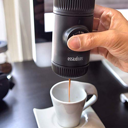 Wacaco Nanopresso Portable Espresso Maker, Upgrade Version of Minipresso, 18 Bar Pressure Hand Coffee Maker, Travel Gadgets, Manually Operated, Compatible with Ground Coffee, Perfect for Camping (Renewed)