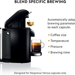 Nespresso BNV450BLK VertuoPlus Deluxe Espresso Machine with Aeroccino Milk Frother by Breville, Black