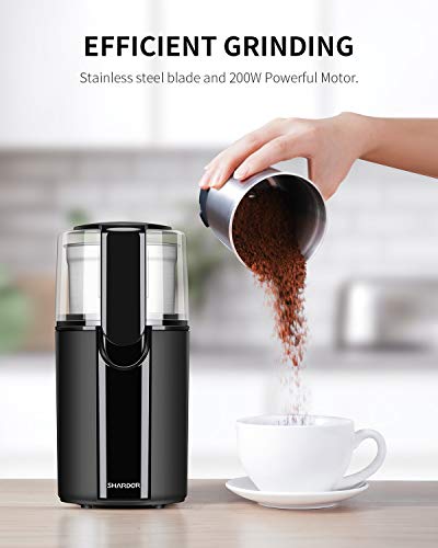 SHARDOR Coffee Grinder Electric, Coffee Bean Grinder Electric, Herb Grinder, Nut Grain Grinder with 1 Removable Stainless Steel Bowl, Black