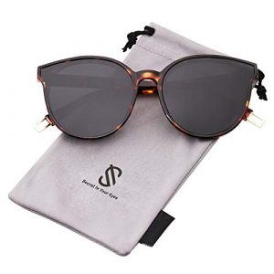 SOJOS Fashion Round Sunglasses for Women Men Oversized Vintage Shades SJ2057, Tortoise/Grey