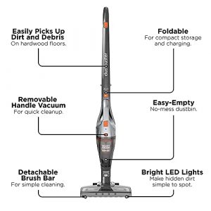 BLACK+DECKER Powerseries Cordless Stick Vacuum Cleaner & Hand Vac, 2-in-1, Titanium Gray (HSVB420J)