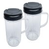 Veterger Replacement parts 22oz Tall Mug cup with Flip Top To-go Lid,Compatible with Magic Bullet MB1001 250W Blender Juicer(2 PACK)