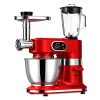 Stand Mixer, 8.5QT 800W 8 in 1 Multifunctional Kitchen Dough Mixer with Dough Hook, Whisk, Beater,Meat Grinder, Blender, Pasta attachment, 5-Speed with LED Key (Red)