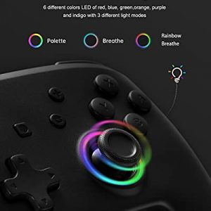 Switch Controller, Switch Pro Controller Compatible with Switch/Switch Lite, Wireless Gamepad with 7 LED Colors/ Motion Control/Dual Vibration/Turbo