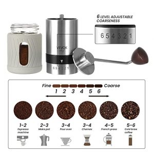 VEVOK CHEF Manual Coffee Grinder Hand Coffee Grinder with Adjustable Conical Stainless Steel Burr Coffee Mill for Espresso, French Press,Drip Coffee,Pour Over