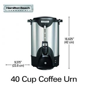 Hamilton Beach Commercial 40 Cup Stainless Steel Coffee Urn Double Wall, 120V, NSF Certified (HCU040S)