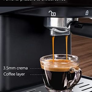 ICUIRE Espresso Coffee Machines with Milk Frother, 20 Bar Pump Pressure Coffee Maker, 1.5L/50oz Removable Water Tank, 1050W Semi-Automatic Espresso/Latte/Cappuccino Machines for Home Barista, Office