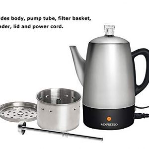 Mixpresso Electric Percolator Coffee Pot | Stainless Steel Coffee Maker | Percolator Electric Pot - 10 Cups Stainless Steel Percolator With Coffee Basket