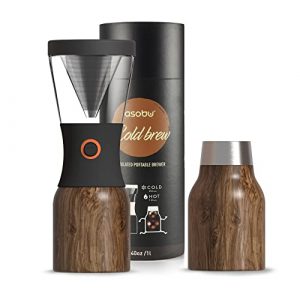 Asobu Coldbrew Portable Cold Brew Coffee Maker With a Vacuum Insulated 1 Liter Stainless Steel 18/8 Carafe Bpa Free (Wood)
