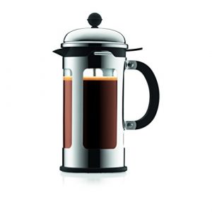 Bodum Chambord 4 Cup French Press Coffee Maker with Locking Lid Stainless Steel, 17-Ounce