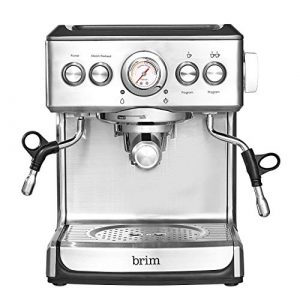 Brim 19 Bar Espresso Machine, Fast Heating Cappuccino, Americano, Latte and Espresso Maker, Milk Steamer and Frother, Removable Parts for Easy Cleaning, Stainless Steel