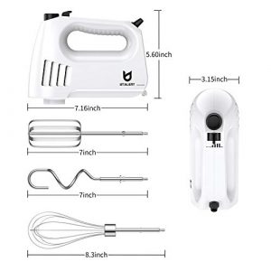 Hand Mixer Electric, UTALENT 180W Multi-speed Hand Mixer with Turbo Button, Easy Eject Button and 5 Attachments (Beaters, Dough Hooks, and Whisk)