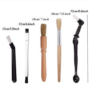 Coffee Brush Set Professional Espresso Brush Kit Include Wooden Coffee Grinder Machine Cleaning Brush and Nylon Espresso Brush for Coffee Machine Group Head (5)