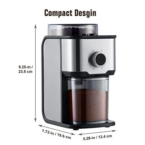 Ollygrin Coffee Grinder Electric, Adjustable Coffee Bean Grinder with 14 Grind Settings for 2-12 Cups, Automatic Burr Mill Coffee Grinder for Espresso, Drip Coffee, Percolator Coffee, Stainless Steel