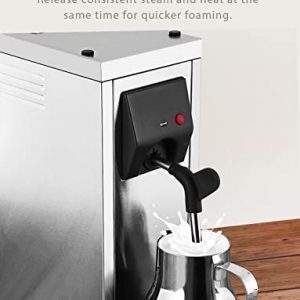 Hanchen Commercial Milk Frother, Automatic Milk Steamer Electric Coffee Frothing Machine 800ml Professional Double Hole Pump Embossed Coffee Milk Frother One Year Warranty