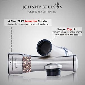 Premium Stainless Steel Salt and Pepper Grinder Set - Pepper Mill and Salt Mill, Spice Grinder with Adjustable Coarseness, Ceramic Rotor, Tall Salt and Pepper Shaker, Brushed Stainless - Free eBook