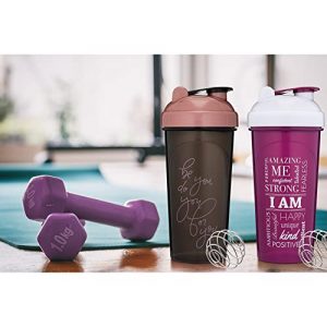 [2 Pack] 28-Ounce Shaker Bottle with Motivational Quotes (Plum/White I AM & Be You Black/Rose) | Shaker Cup Set with Wire Whisk Balls | Protein Shaker Bottle Multipack is BPA Free and Dishwasher Safe