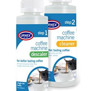Urnex Coffee Maker Cleaner and Descaler Kit - 2 Single Use Bottles - Professional at Home Coffee Machine Cleaning and Descaling