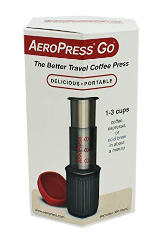 AeroPress Go Portable Travel Coffee Press, 1-3 Cups - Makes Delicious Coffee, Espresso and Cold Brew in 1 Minute