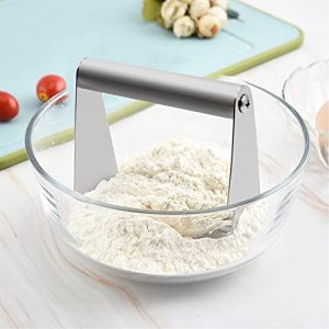 KUFUNG Dough Blender Stainless Steel Pastry Cutter Multipurpose Bench Scraper Great as Dough Cutter for Pastry Butter and Pizza Dough Smooth Baking Dough Tools (Stainless Steel handle, 5 Blades)