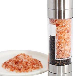 Lifestyle Dynamics The Original SpiceCrafts Salt and Pepper Grinder Set, Stainless Steel with Recipe eBook & Guide, Pure Ceramic Grinders, Dual Mill