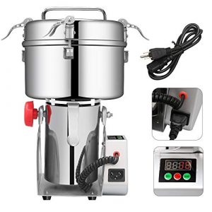 BI-DTOOL 2000gram Electric Grain Grinder Stainless Steel Pulverizer Grinding Machine Commercial Cereals Grain Mill for Kitchen Herb Spice Pepper Coffee with LCD Digital Display