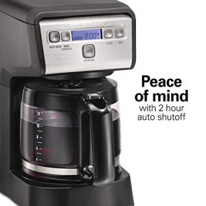 Hamilton Beach 12 Cup Compact Programmable Coffee Maker, Black with Stainless Steel Accents (46200)