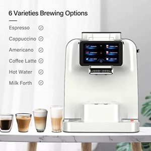 Mcilpoog WS-T6 Super Automatic Espresso Coffee Machine with Milk Jug, Built-in Small Refrigerator, Controlled by WIFI Connection