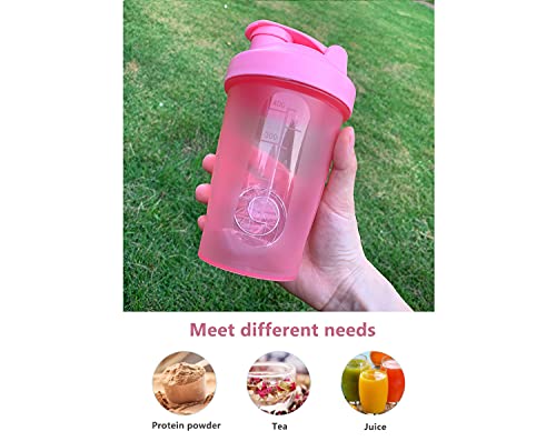 OOTD Shaker Bottle Protein Shakes and 16-Ounce/400ML Shaker Bottle with Wire Whisk Balls,Free of BPA plastic (Blue+Pink(2PCS))