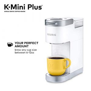 Keurig K-Mini Plus Coffee Maker, Single Serve K-Cup Pod Coffee Brewer, 6 to 12 oz. Brew Size, Stores up to 9 K-Cup Pods, Matte White