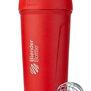BlenderBottle 24 Ounce Strada Insulated Stainless Steel Protein Shaker Bottle - Red and Black Combo - Double Wall Vacuum Insulation Keeps Drinks Cold for 24 Hours