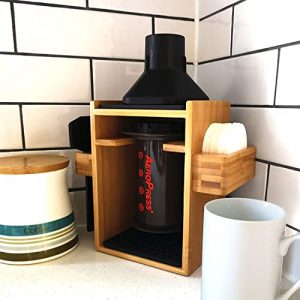 HEXNUB – Compact Organizer, Compatible with AeroPress, Caddy Station, Holds AeroPress Coffee Maker, Filters, Accessories, Silicone Dripper Mat, Compact, Keeps Area Clean and Orderly (Black)