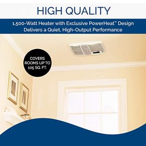 Broan-NuTone QTX110HL Very Quiet Ceiling Heater, Fan, and Light Combo for Bathroom and Home, 0.9 Sones, 1500-Watt Heater, 60-Watt Incandescent Light, 110 CFM,White, 6